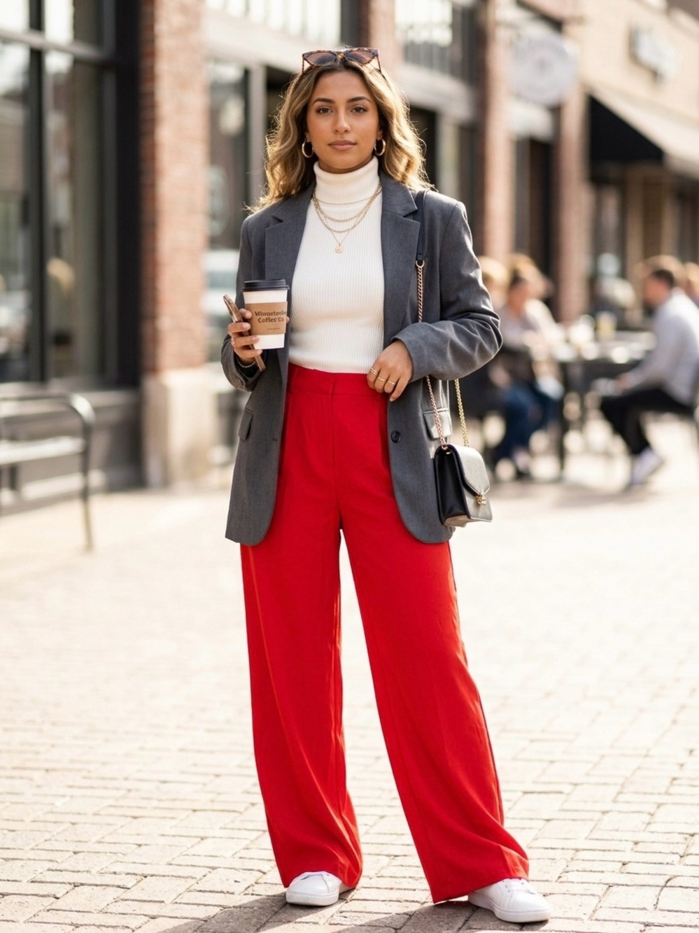 Tronjori Fiery Red Wide Leg Pants NWT Size L Short